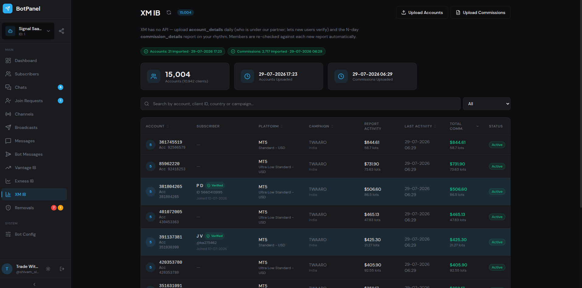 Broker downline & Sync Health screenshot
